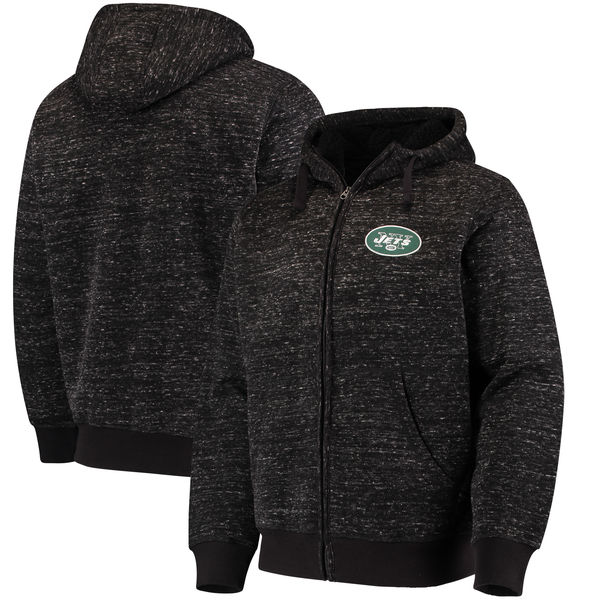 Men's New York Jets G-III Sports by Carl Banks Heathered Black Discovery Sherpa Full-Zip NFL Jacket